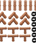 Durable 26 Piece Irrigation Fittings Kit For One Half Inch Tubing With Eight Couplings Six Tees Six Elbows Six End Cap Plugs