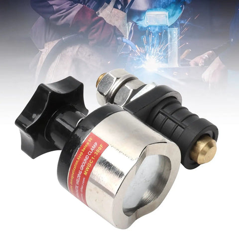 Super Cool Fabater Welding Ground Clamp With Magnetic Arrow Case Switch And Silicone Insulation Plus Copper Rod Spring Floating Design close-up view.