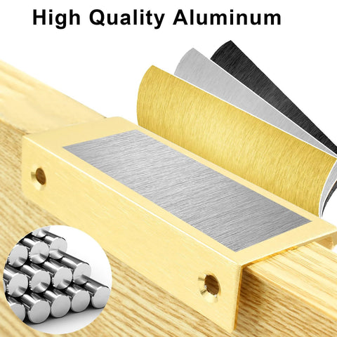 High quality aluminum close-up from Six Pack Modern Brushed Gold Aluminum Hidden Cabinet Pulls Set With Back Mount Edge Finger Pull Handles