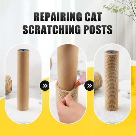 Natural Jute Twine Rope 8mm By 50ft Heavy Duty Roll used for repairing cat scratching posts with fray-resistant finish