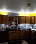 Interlocking Metallic Glass Tile Mosaic In Rose Gold Silver And Ink Blue For Kitchen Backsplash Bathroom Walls Fireplace Surrounds And Accent Decor 12x12 Inch Mesh Backed Sheets For Easy Install 6 Sq Ft Coverage Sleek Dope Modern Look in a kitchen backsplash