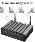 Heavy Duty Firewall Mini PC Router Harnessing Intel J6412 With Six 2.5GbE Ports Eight GB RAM And 128GB SSD, aluminum alloy mini PC with fanless design.