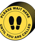 10 Pack Please Wait Here Until You Are Called Sign 12 Inch Square Vinyl Floor Sign peel and stick, yellow feet graphic