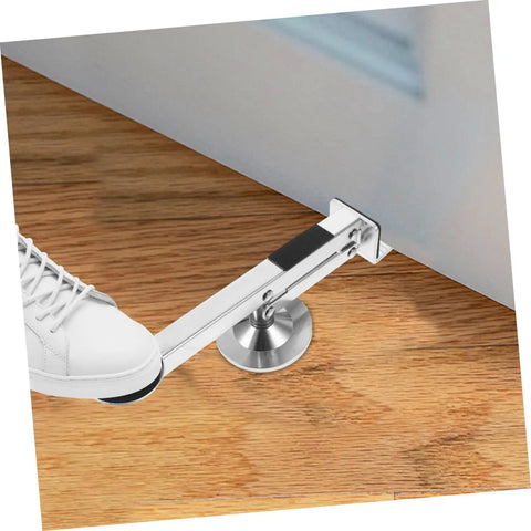 Heavy Duty Door Lifter Tool For Drywall And Board Work Easy Window Hinge Hoist Multi Function Carpenter Helper on wooden floor with a shoe.