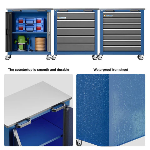 Heavy Duty Rolling Tool Chest With Two Big Doors And Smooth Rollin Swivel Caster Wheels For Garage Workbench Combo Shop Organizer Built Tough Metal Drawer Cabinet Storage Station