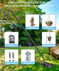 Railing Mount Deck Hook Heavy Duty Shepherds Bracket For Outdoor Plant Hangers And Bird Feeders 360 Degree Rotating Pole