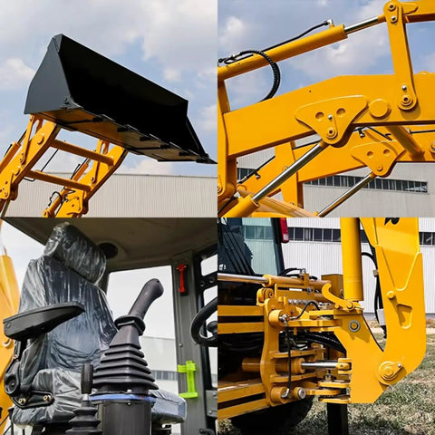 Versatile Backhoe Loader With Customizable Attachments For Digging Excavation And Loading On Farms And Construction Sites A Flexible All In One Earth Moving Powerhouse For Real World Jobs showing bucket and control details