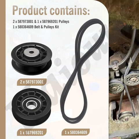 Heavy Duty All Wheel Drive Belt And Pulleys Kit Replacement For L Series Mower showing components and installation diagram