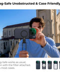 Person using Slick Snap On CPL Filter For iPhone 17 Pro Max And 17 Pro Ultra Lightweight 9.5g Polarizing Lens outdoors