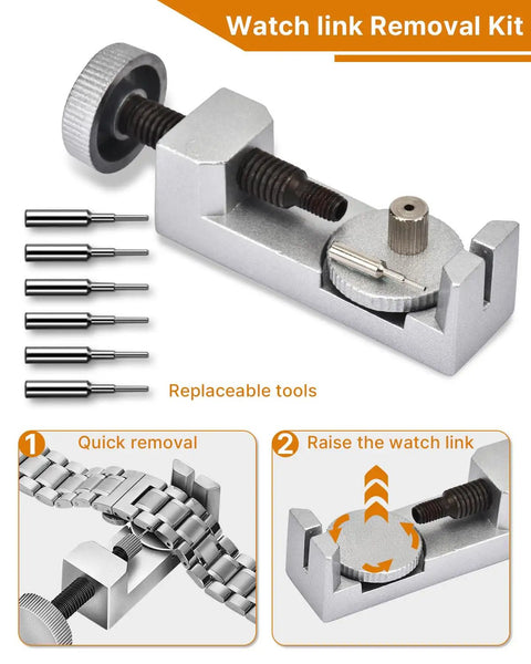 Go To All In One Watch Band Repair Kit With Link Remover And Spring Bar Tools Pro Grade Set Includes 108 Spring Bars 20 Link Pins Replacement Punches Hammer Cleaning Cloth And Easy Strap Resize For Any Size with link removal tool and replaceable pins