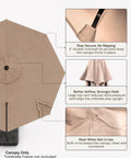 Replacement Canopy Top Only For 11 Foot Cantilever Offset Umbrella Fits 8 Rib 64 To 66 Inch Rib Length Taupe Round 270 GSM