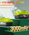 Two 21V 3000mAh rechargeable batteries for Cordless 20 Inch Brushless Hedge Trimmer With 2x3.0Ah Battery
