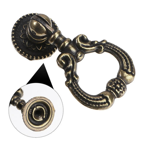 Retro Zinc Alloy Pull Ring Cabinet Handles 4 Pack For Cabinets And Cupboards, vintage drawer knob with ornate design detail