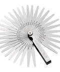 Spurtar feeler gauge set, stainless steel blades, 32-piece circular wheel with SAE and metric markings.