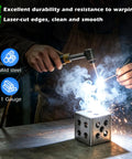 Person welding with 24 Piece Laser Cut Welding Coupons Set For Practice Plates 11 Gauge Mild Steel One Eighth Inch Thick