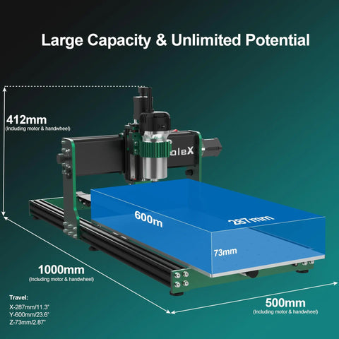 Beefy 3060 Evo Max CNC Router With All Metal XYZ Axis And Dual Steel Linear Guides, 800W Trimmer Router, Large 300x600mm Bed