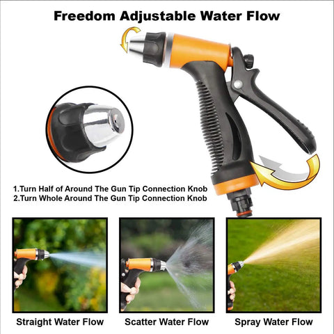 Adjustable water flow nozzle for Go To Portable Smart Electric Pressure Washer Pump Kit 100W 160 PSI 12V DC Auto Start Stop with 21.3 Ft PVC Hose