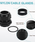 Two Pack PG36 Nylon Cable Glands Waterproof Cord Grip Connector With Washers Gaskets And Locknuts For Junction Box