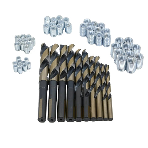Heavy Duty Self Locking Threaded Inserts Kit With Sixty Pieces Of Thin Wall Fractional Sizing crafted for metals and plastics, including drill bits.