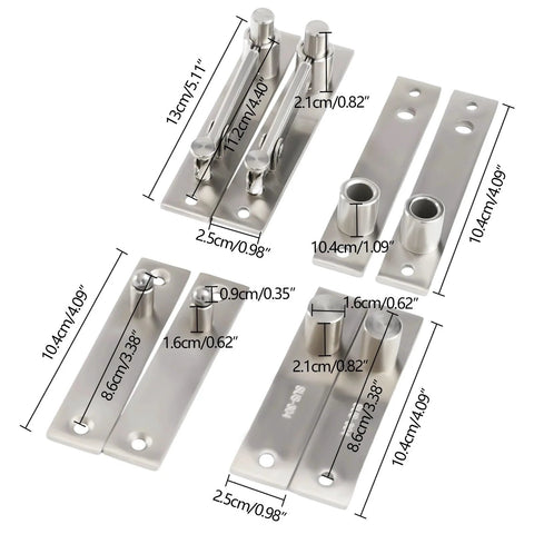 Pivot Hinge 2 Sets Heavy Duty Hidden Door Hinge For Bookcase Cabinets Sleek Center Hung 360 Degree Rotation Shaft With Easy Installation And Secret Hardware For Modern Minimalist Interiors, shown with precise measurements.