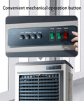 Top Shelf Portable Swamp Cooler With Honeycomb Evaporative Cooling Pads And Ice Water Tank control panel showing operation buttons.