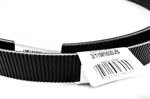 High Performance 7M Joint Wedge Drive Belt 1550mm One-Piece Fusion Design close-up showing ridges and label details.