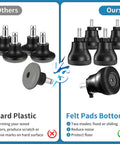 Silent Stationary Chair Feet For Office Seats Durable Rubber Glides Smooth Floor Saving Caster Upgrade with felt pads for noise reduction.