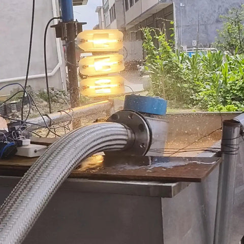 Installed 3KW Micro Hydro Turbine Generator 110V-230V Portable Water Power for Off Grid Charging, visible blue connector