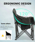 Side view of Oversized Double Camping Chair With Portable Folding Frame And Built In Cooler Bag For Two, showing ergonomic design.