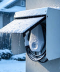 Tough As Nails Weatherproof EV Charger Cover And Steel Outdoor Protective Shell protecting charging station from snow and rain.