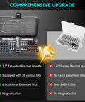 Comparison of 40 In 1 Precision Magnetic Ratchet Screwdriver Set With Case And 40 Bits Do-It-All Multi Bit Kit with another set.
