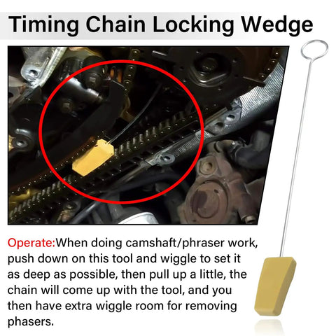 Timing Chain Locking Wedge Tool For Ford Lincoln Mercury 2005-2014 4.6L And 5.4L 3V Engines in engine demonstration