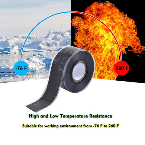 Self Fusing Silicone Tape 1 Inch Wide By 16.5 Feet Long, Heavy Duty Leak Proof Waterproof Hose Pipe Repair Tape, Red, UV Resistant And Flexible