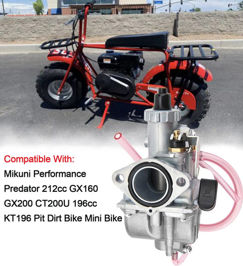 26mm Performance Carburetor Kit For Mikuni Predator 212cc GX160 GX200 CT200U KT196 Mini Dirt Bike with image of carburetor and mini bike