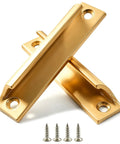 Two Piece Aluminum Alloy Drawer Pull Handles 3.5 Inch Low Profile Sash Lift Finger Pulls For Kitchen Cabinets And Dressers, Rust Proof Gold Finish