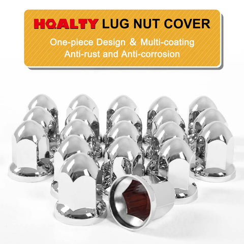 40 Pcs 33mm Lug Nut Covers For Semi Trucks Bullet Flanged ABS Chrome Push On Caps Anti Rust Protection Mirror Finish
