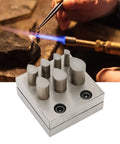 Drop Shaped Die Cutter Set For Jewelry Making 7 Piece Steel Disc Dies Pro Grade Metal Forming Tools on a workbench