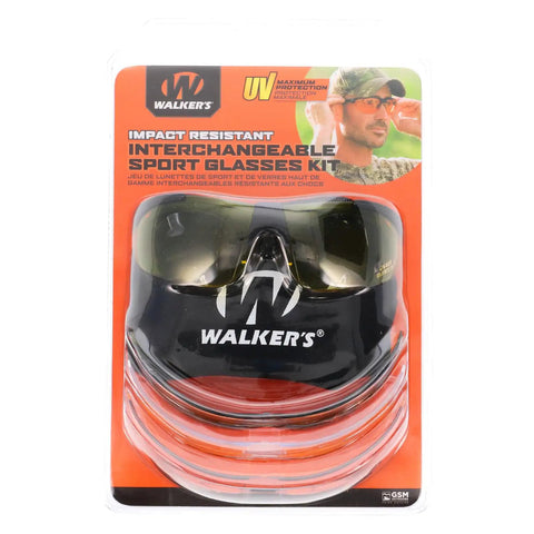 Top Shelf Rig Interchangeable Sport Glasses Featuring Four Lenses Clear Amber Smoke Gray And Yellow Tint Impact Resistant Hunting And Shooting Eye Safety Combo Kit Including Hard Case And Pouch