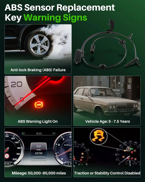 Road Ready Abs Wheel Speed Sensor Straight Swap Four Pack For Jeep Patriot Compass 2007 2016 Dodge Caliber 2007 2008 2 4 Liter 4 Wd Awd No Sweat Install Smooth Ride Guaranteed ABS warning signs collage with sensor.