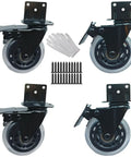 Side Mount Caster Wheels Set Of 4 With Brakes For Furniture And Equipment 3 Inch L Shaped Beefy 600 Lb Capacity with screws and gloves