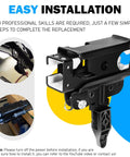 Heavy Duty Square Rail Trolley Assembly For Hassle Free Garage Door Opener Replacement Compatible With Chamberlain Craftsman And LiftMaster Systems, showing installation components.