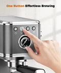 User interface of Premium Espresso Coffee Machine With Steam Wand For Cappuccino And Iced Cold Brew, focusing on one-button brewing.