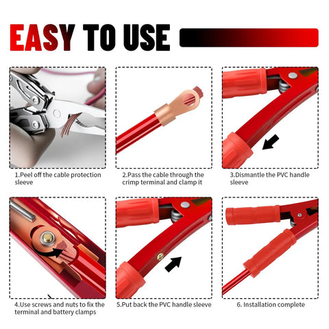Easy installation guide for Heavy Duty Car Battery Clamp Set 2 Pack, 12-24V 1000A Peak Jump Starter Alligator Clips