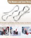 30 Pack Bow Tie Cotter Pins For MTD Cub Cadet Troy-Bilt Craftsman And More Compatible With 714-04040 71404040 And 714-0104 Replacement Pins For Lawn Mowers And Snow Throwers, shown with snow throwers