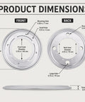 Product dimensions for Built Tough Lazy Susan Hardware Six Pack, 9 Inch Turntable Bearings, showcasing holes and measurements.