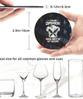 Leather Coasters Set With Holder, 6 Pcs Round Microfiber PU Leather Drink Coasters For Weddings, Bars, Homes And Office Tables, Table Protection And Elevates Family Table Decor, showcasing size comparison with common glasses and cups.