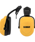 Dielectric Cap Mount Earmuff With Adjustable Extendable Arms Foldable For Comfort NRR 25 Yellow Earcups With Black Accents Safe For Electrical Jobs And Industrial Use