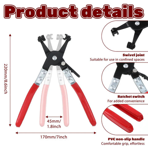 Get Your Hands on This Awesome 131 Piece Assortment Kit With 16 Radiator Hose Clamp Sizes For Tightening Air Tubes And Fuel Lines Like A Pro During Auto Repair Or Home Plumbing Jobs Without Breaking The Bank. swivel-joint hose clamp pliers, 220mm, alloy steel, PVC handles