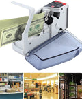 Portable Money Counter Machine Fast 600 Bills Per Minute Mini Cash Counter With Multi Currency Support in use on desk