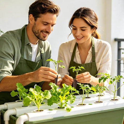 Couple using Rooting Sponges For Hydroponic Cloning And Germination, 50 Piece Growing System Pods And Sponges For Soilless Veggies
